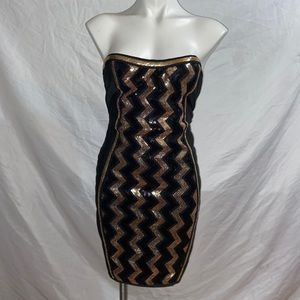 Strapless sequin cocktail dress